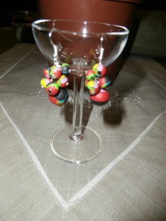 Boucles d'oreilles "boules" multicolores